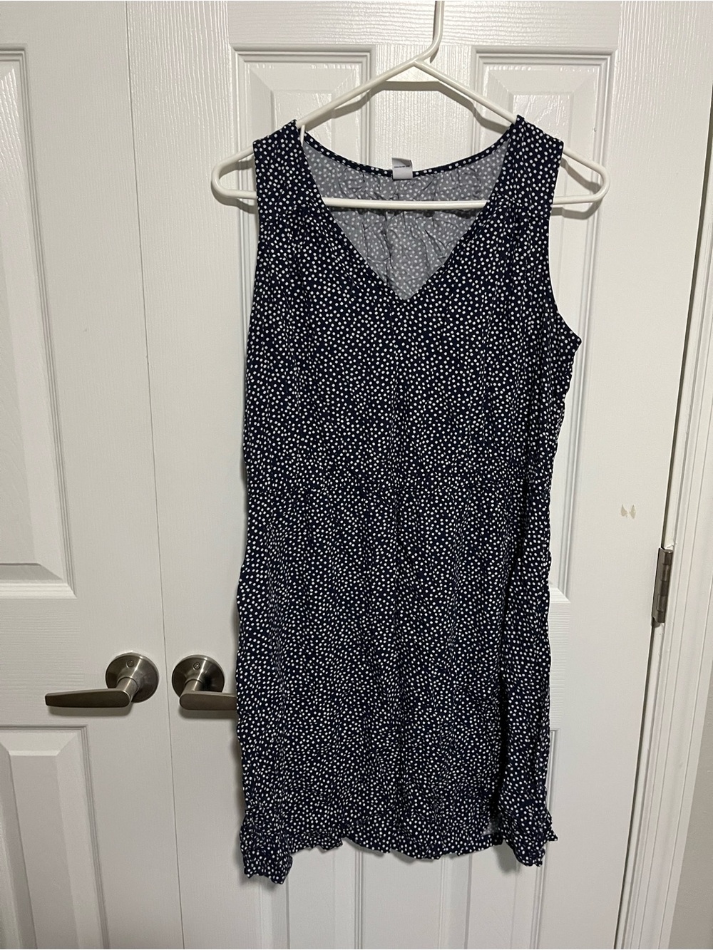 Old Navy Navy and White Polka Dot V-Neck Sleeveless Dress
